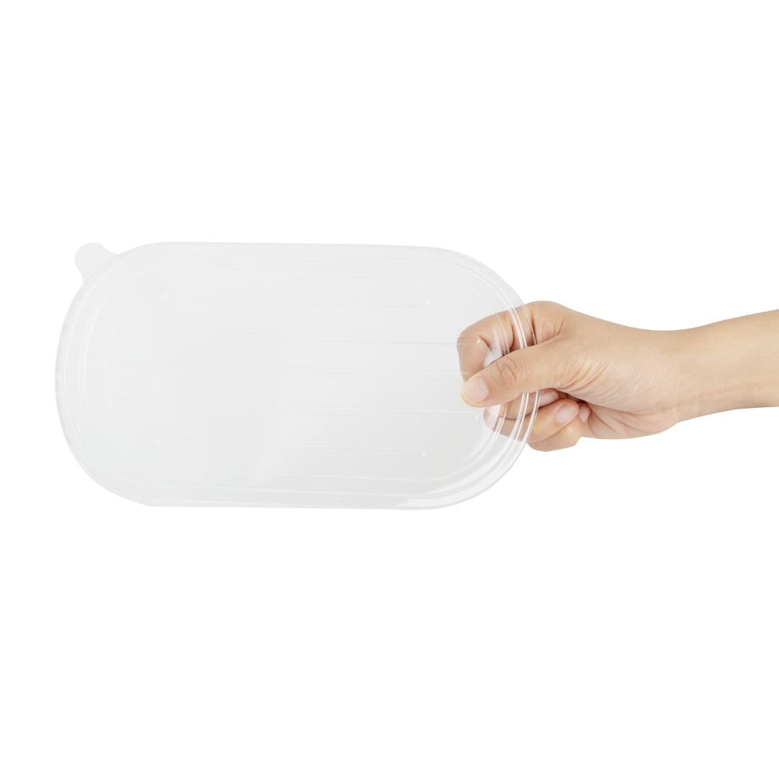 Couvercles PET pour barquettes ovales en bagasse Fiesta Recyclable — HW630