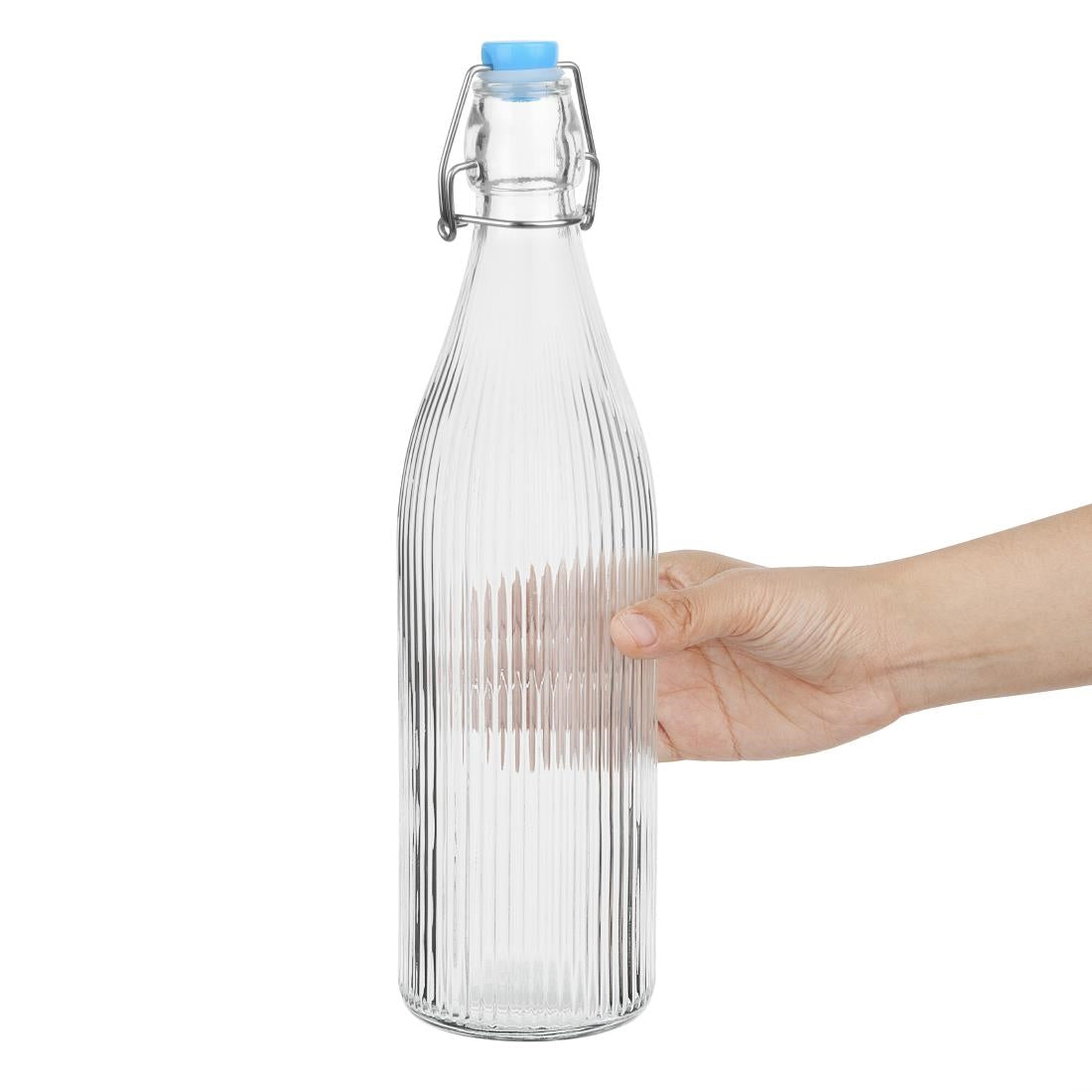 Bouteilles d'eau rainurées à bouchon mécanique Olympia 1L (lot de 6) — HW793