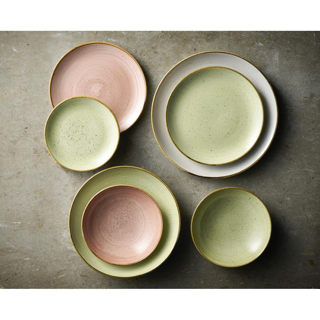 Assiettes avec rebord Churchill Stonecast Raw Green Evolve 260mm (Lot de 12) — HX039