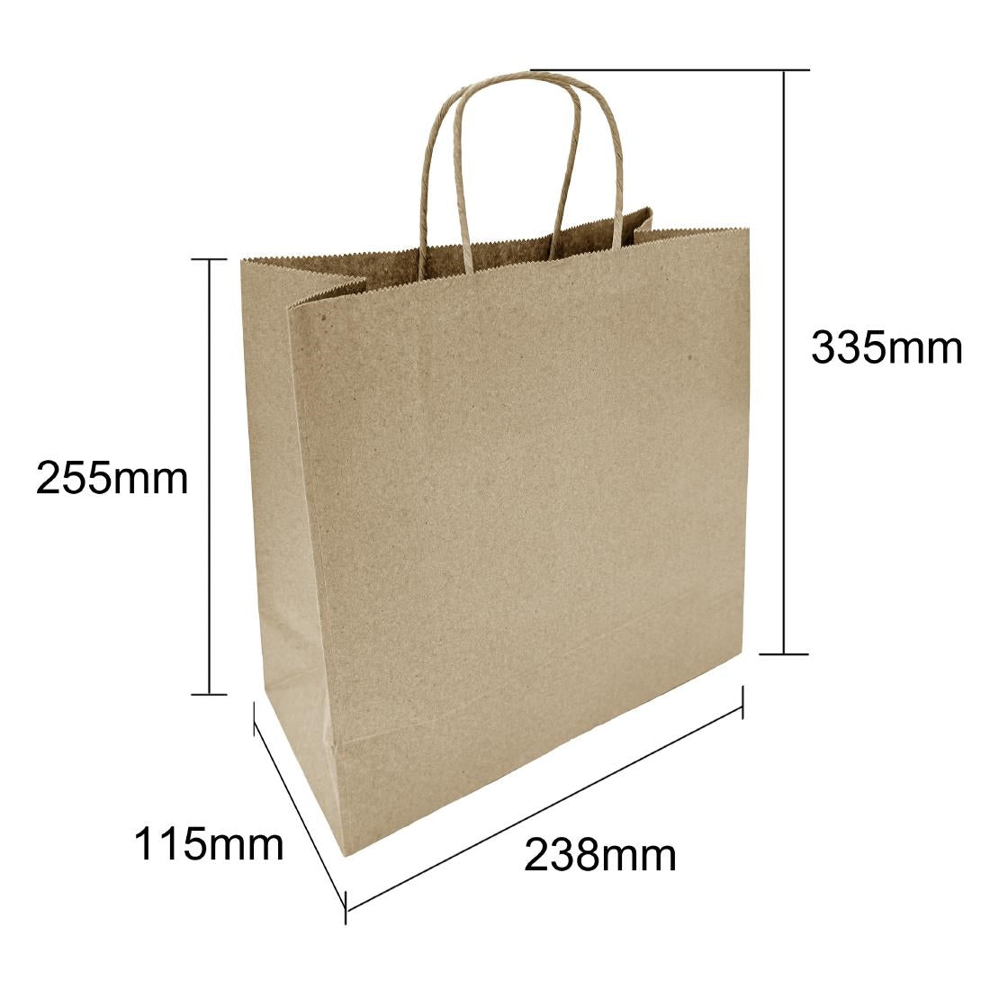 Sacs moyens en papier avec poignée torsadée Fiesta Recyclable marron (lot de 250) — HY762