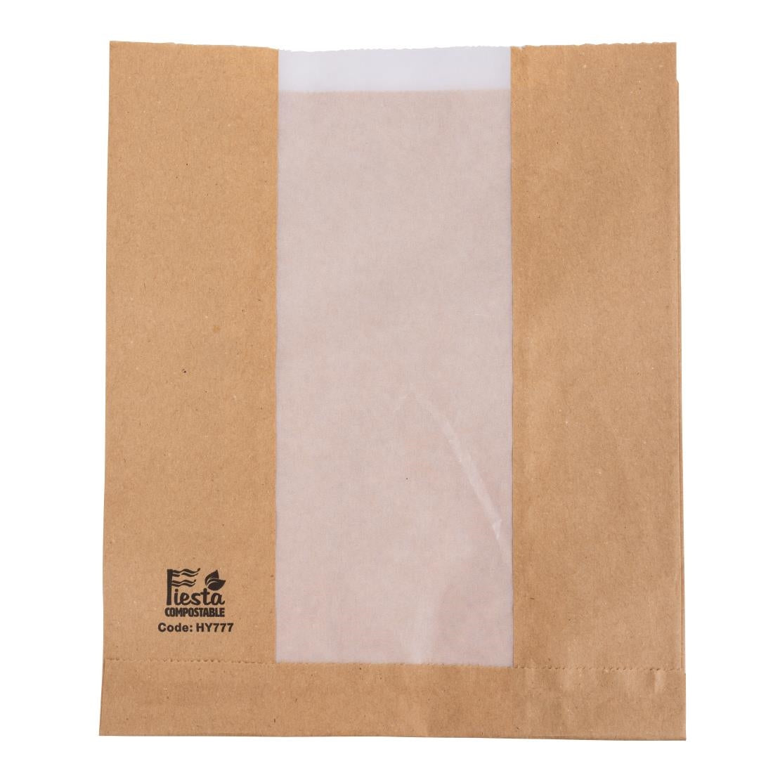 Sacs à pain avec fenêtre en papier cristal Fiesta Compostable 266x215x88mm (lot de 1000) — HY777
