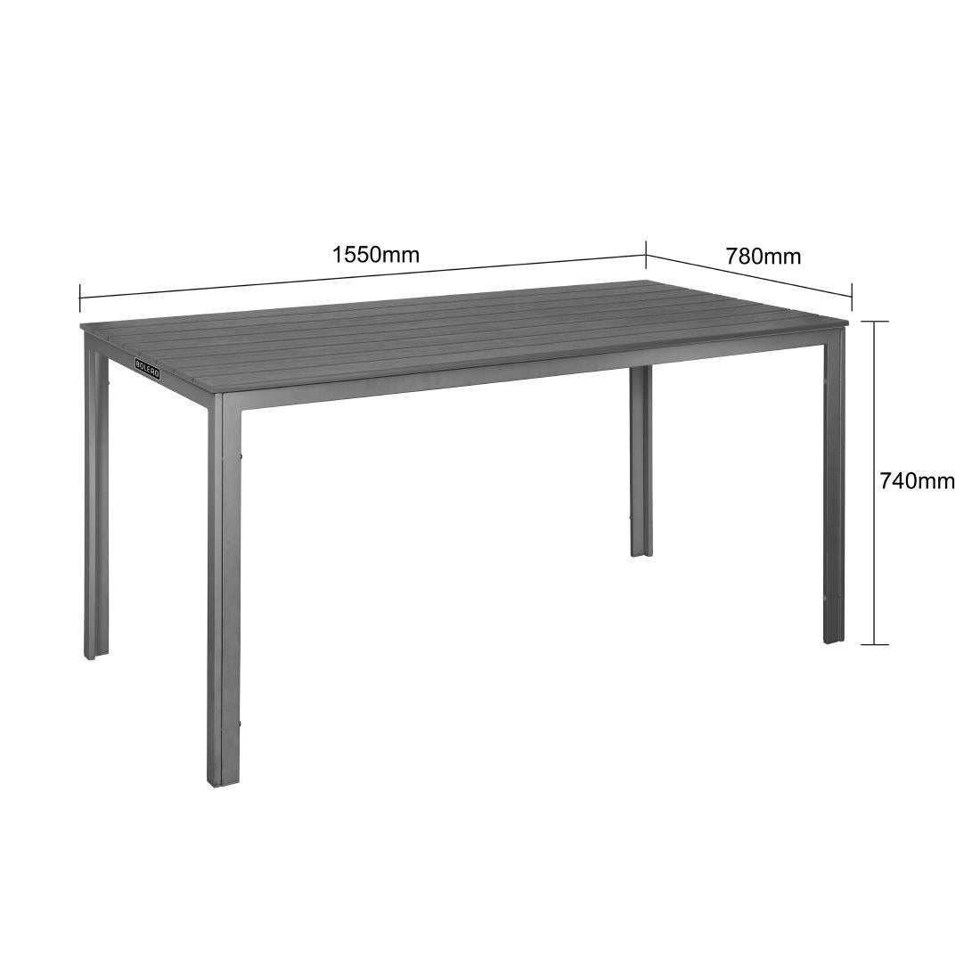 Table d'extérieur à lattes Bolero Valletta grise 1560mm — HZ020
