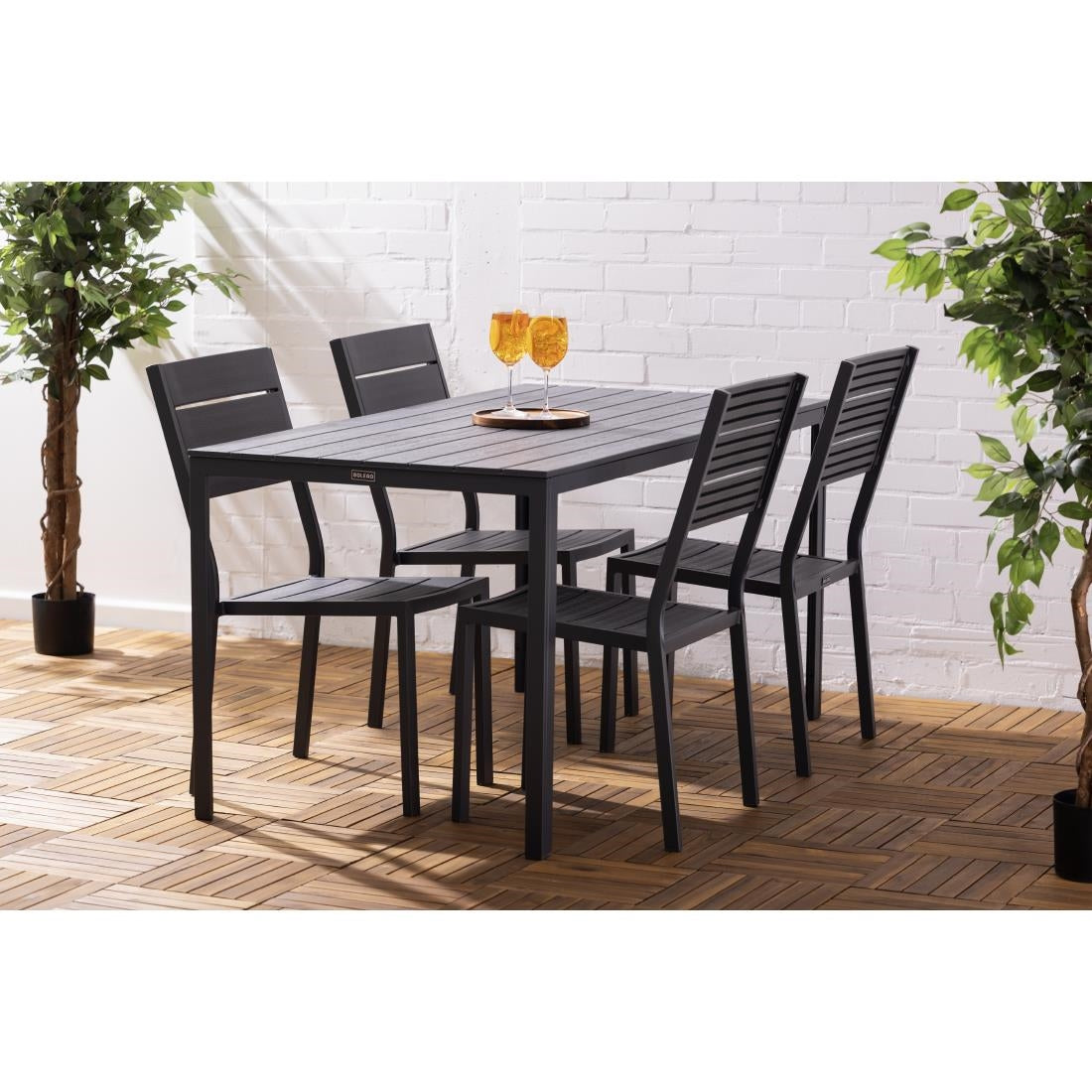 Table d'extérieur à lattes Bolero Valletta grise 1560mm — HZ020