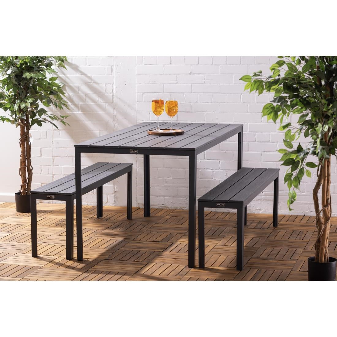 Table d'extérieur à lattes Bolero Valletta grise 1560mm — HZ020