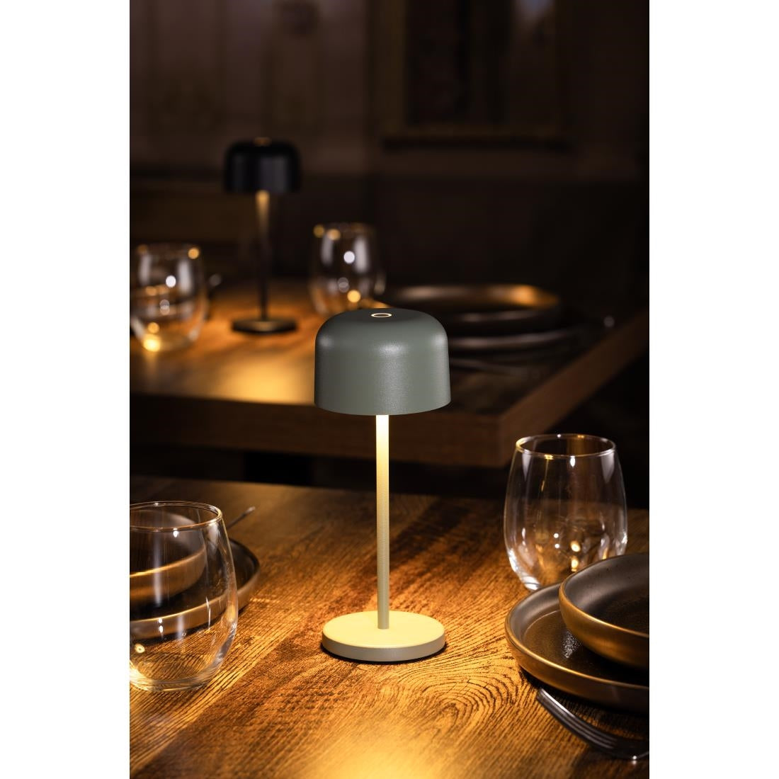 Lampe de table avec abat-jour rond Olympia Lucca verte 200mm — HZ202