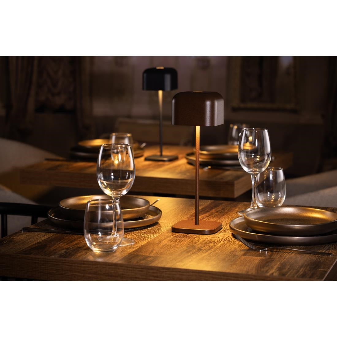 Lampe de table avec abat-jour carré Olympia Lucca marron 300mm — HZ213