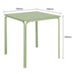 Table carrée en acier Bolero Adeline 700mm vert clair — HZ357