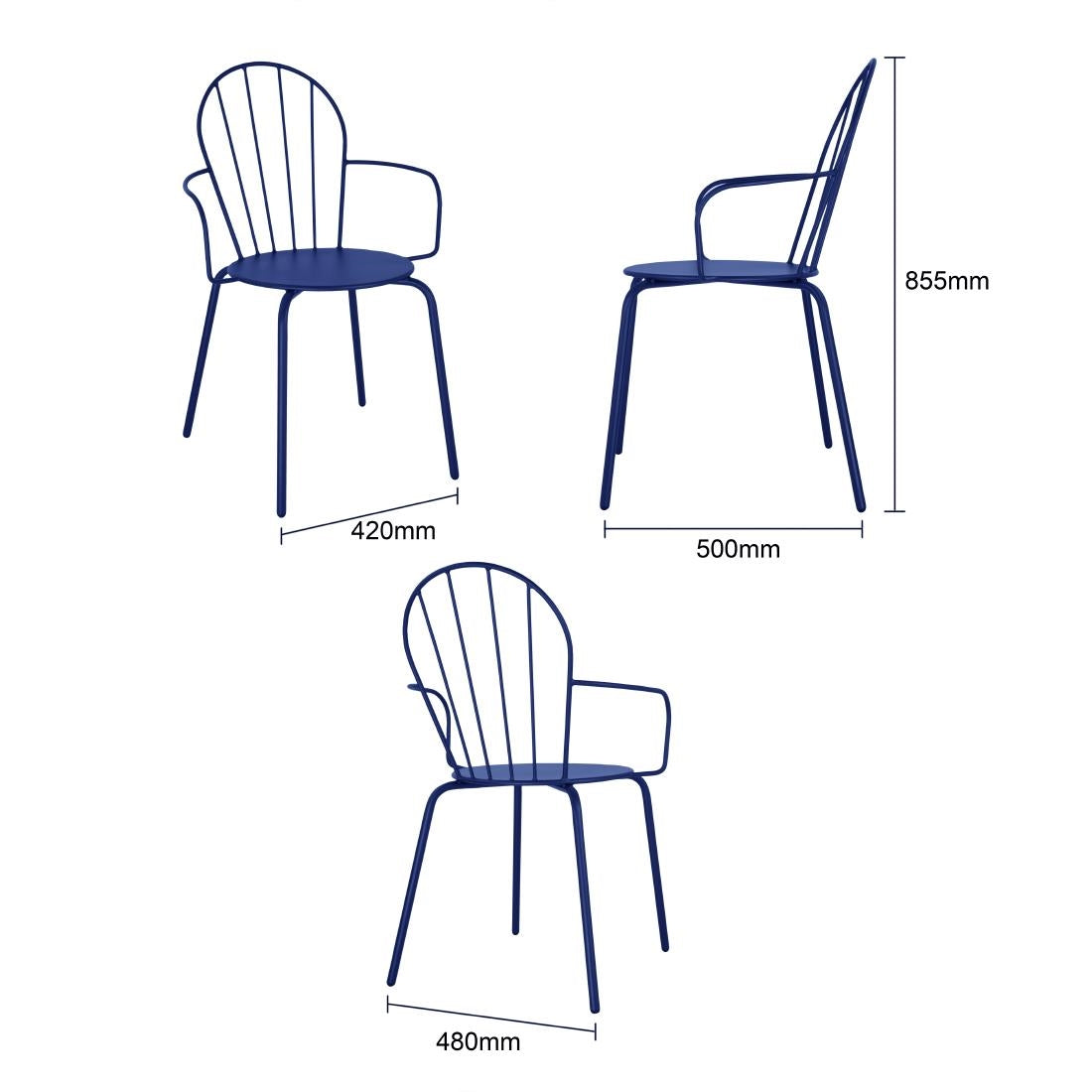 Fauteuils Bolero Adeline bleu marine (lot de 4) — HZ359