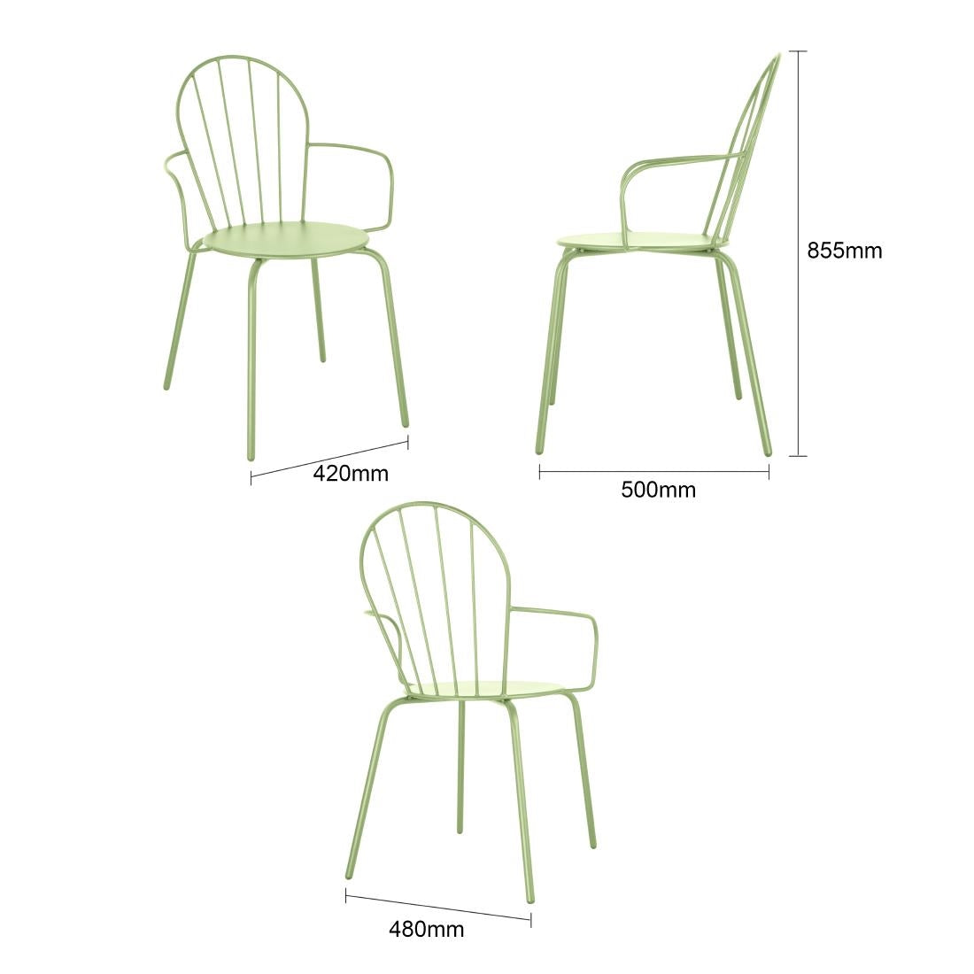 Fauteuils Bolero Adeline vert clair (lot de 4) — HZ360