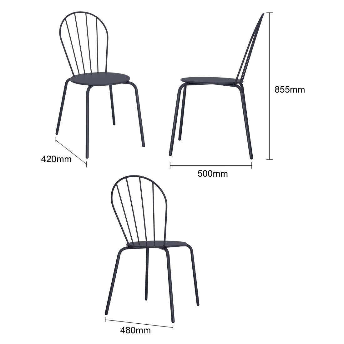 Chaises Bolero Adeline bleu ardoise (lot de 4) — HZ361