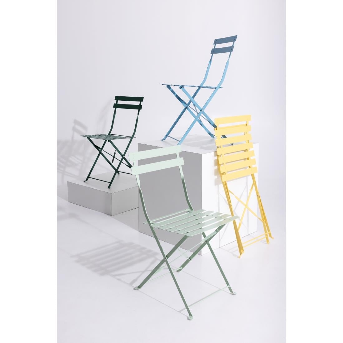 Chaises de terrasse pliantes en acier Bolero Perth jaunes (lot de 2) — HZ365