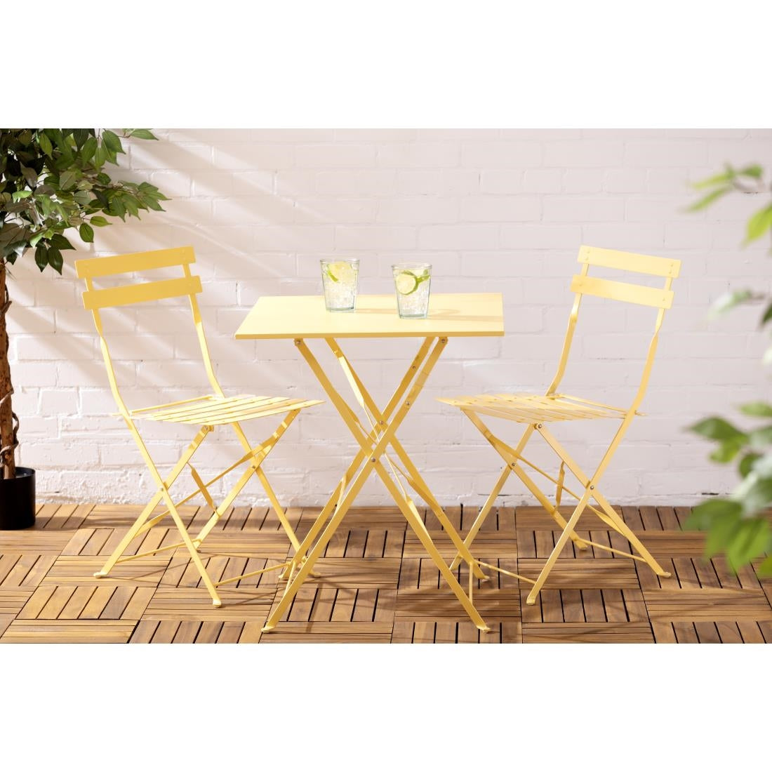 Chaises de terrasse pliantes en acier Bolero Perth jaunes (lot de 2) — HZ365