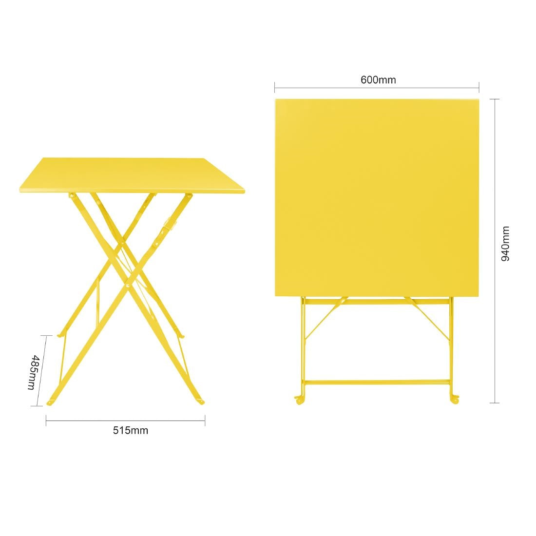 Table carrée de terrasse Bolero Perth jaune 600mm — HZ368