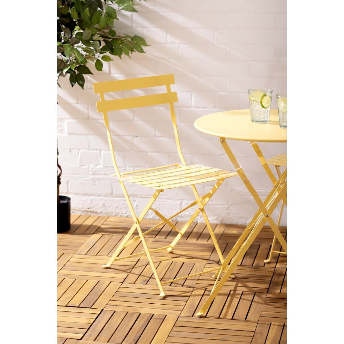 Chaises de terrasse pliantes en acier Bolero Perth jaunes (lot de 2) — HZ365