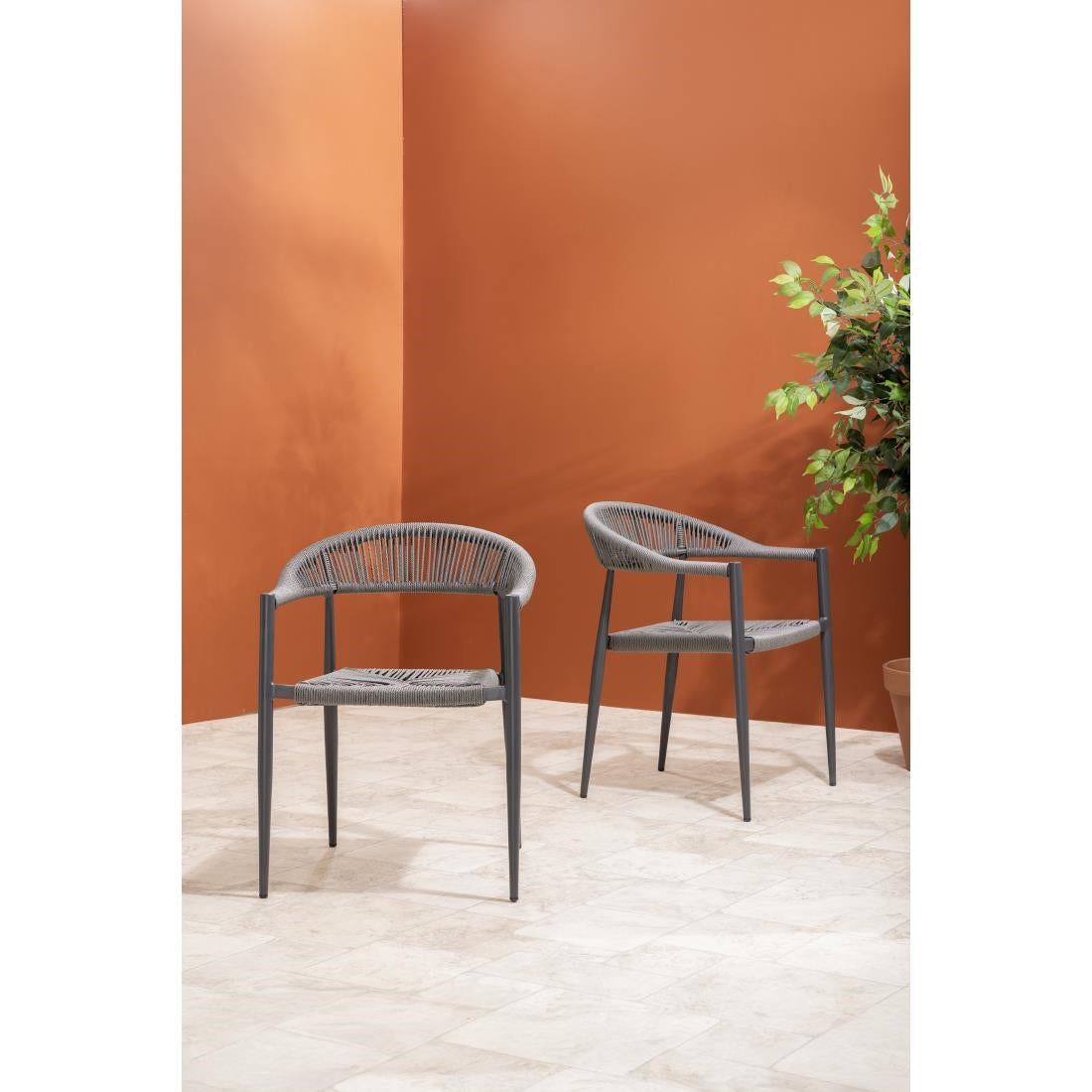 Fauteuils d'extérieur en rotin PE tressé Bolero Eden anthracite (lot de 4) — HZ590