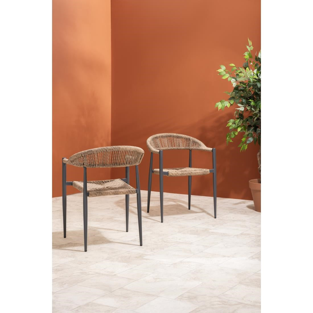 Fauteuils d'extérieur en rotin PE tressé Bolero Eden naturels (lot de 4) — HZ591