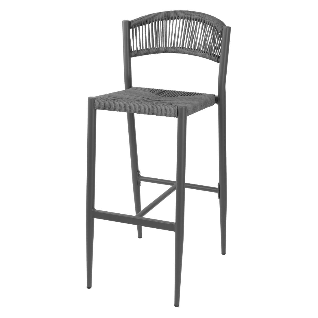 Tabourets de bar d'extérieur en rotin PE tressé Bolero Eden anthracite (lot de 2) — HZ593