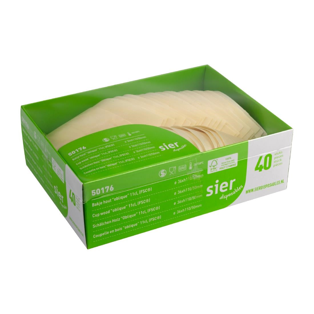 Coupelles obliques en bois FSC® Sier Disposables 110ml (lot de 40) — HZ705