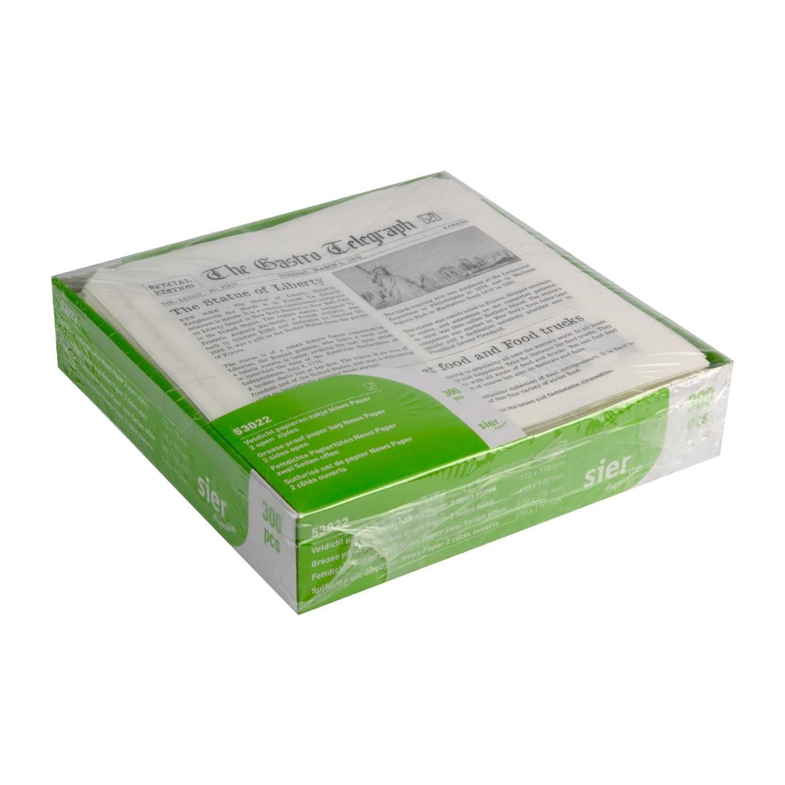 Papier ingraissable imprimé journal 2 côtés ouverts 170 x 170 mm (lot de 300) — HZ708