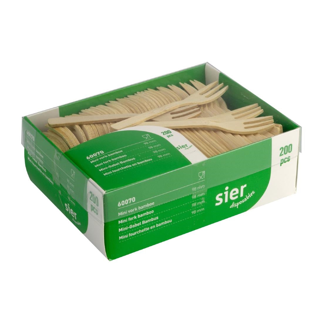 Mini fourchettes en bambou Sier Disposables 98mm (lot de 200) — HZ713