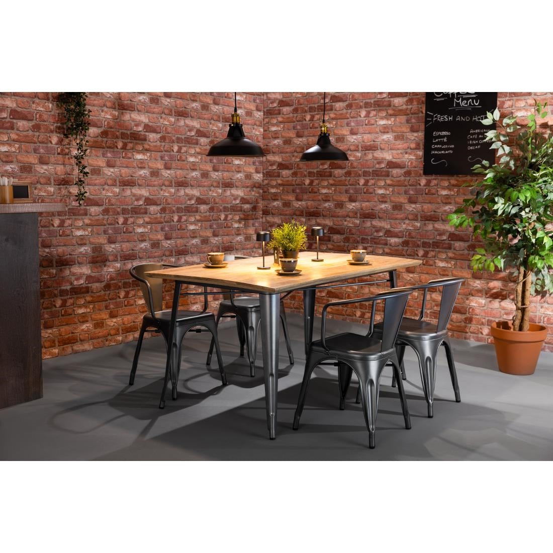 Bolero Bistro Curve Fauteuils Gunmetal (lot de 4) — HZ807