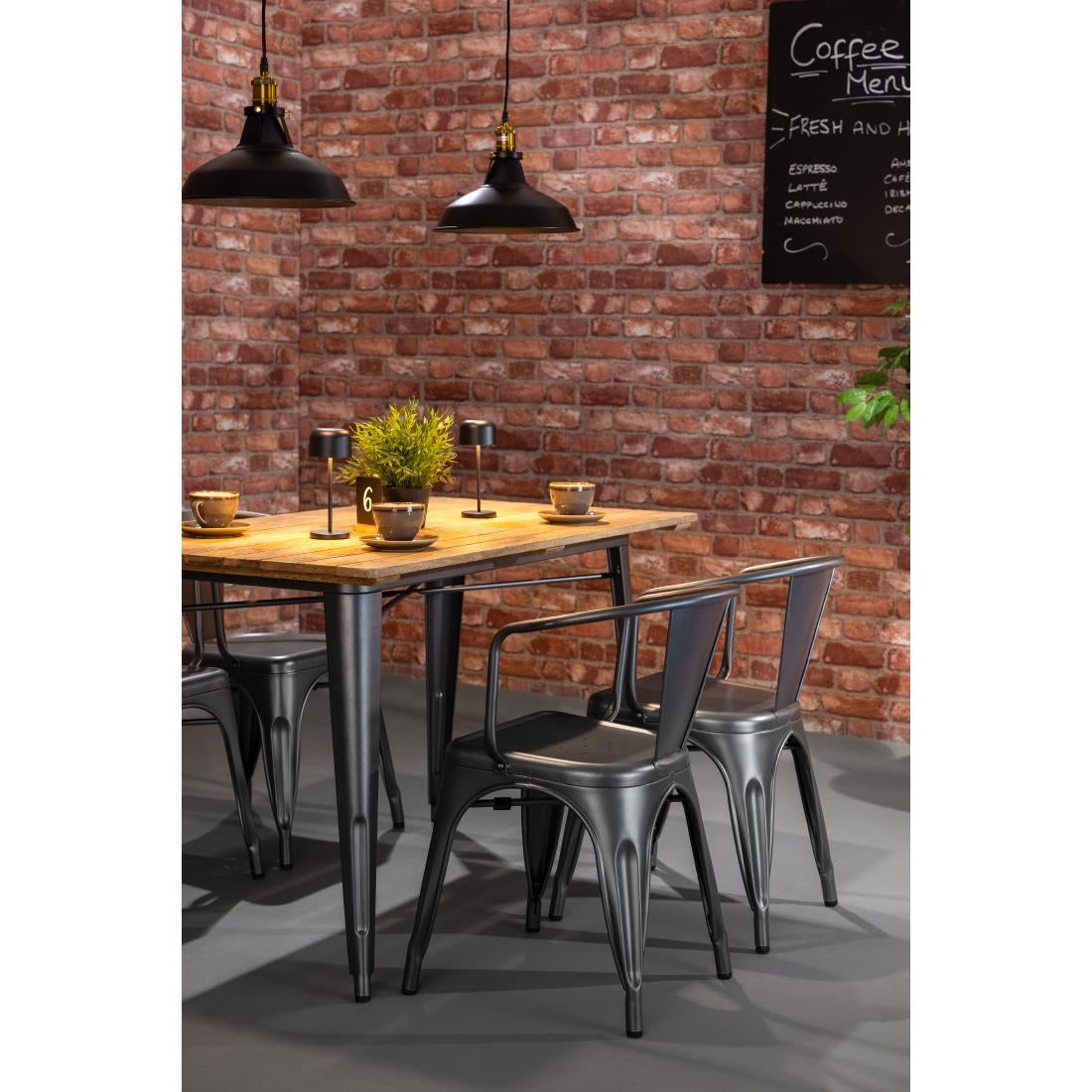 Bolero Bistro Curve Fauteuils Gunmetal (lot de 4) — HZ807