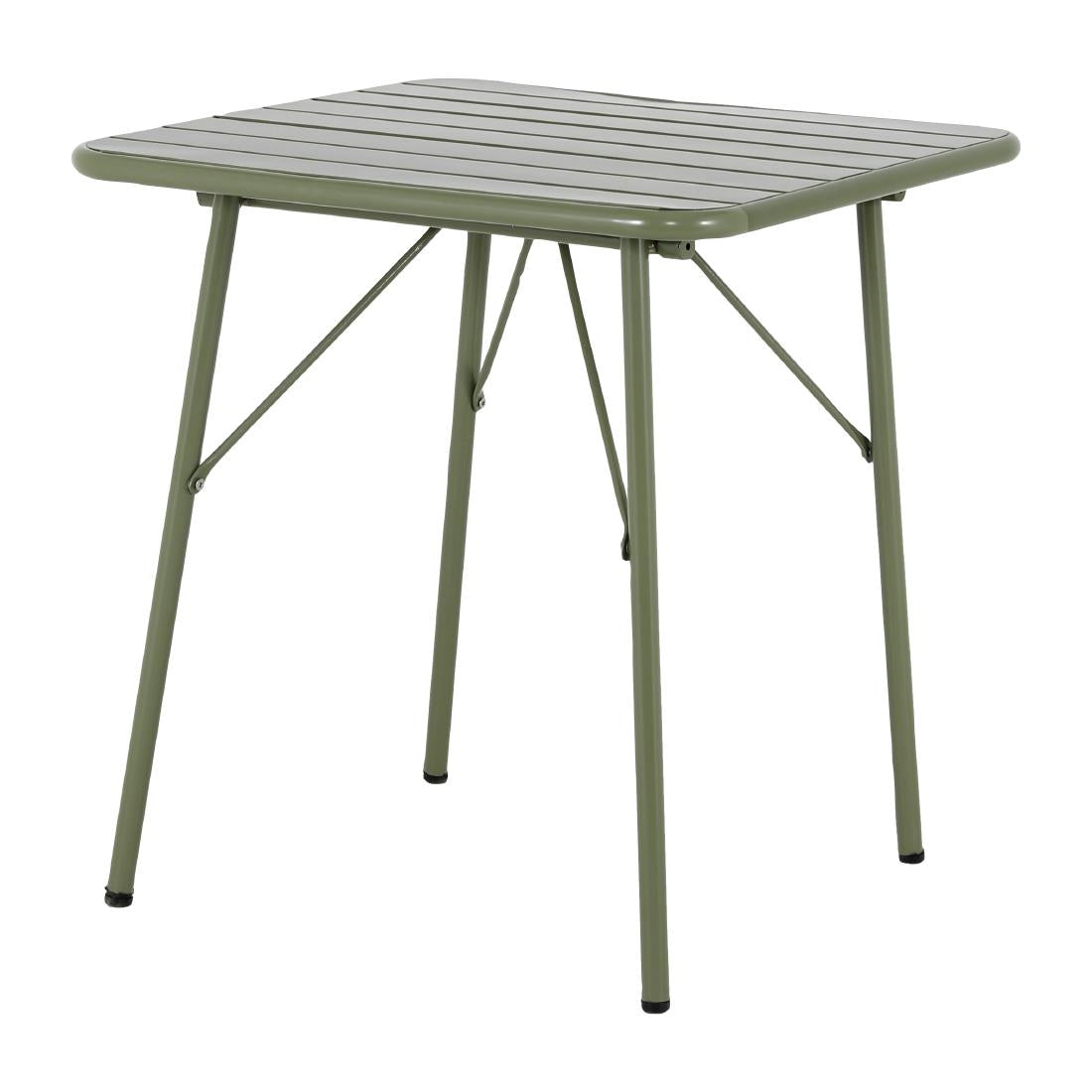 Table pliante à lattes carrée en acier Bolero Amalfi 700 mm vert olive — HZ820