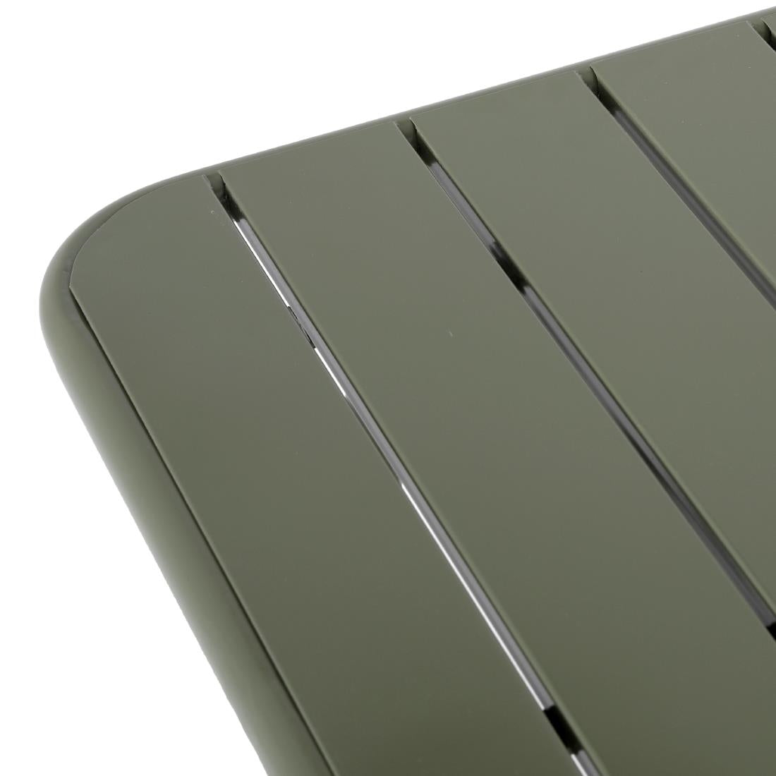 Table pliante à lattes carrée en acier Bolero Amalfi 700 mm vert olive — HZ820