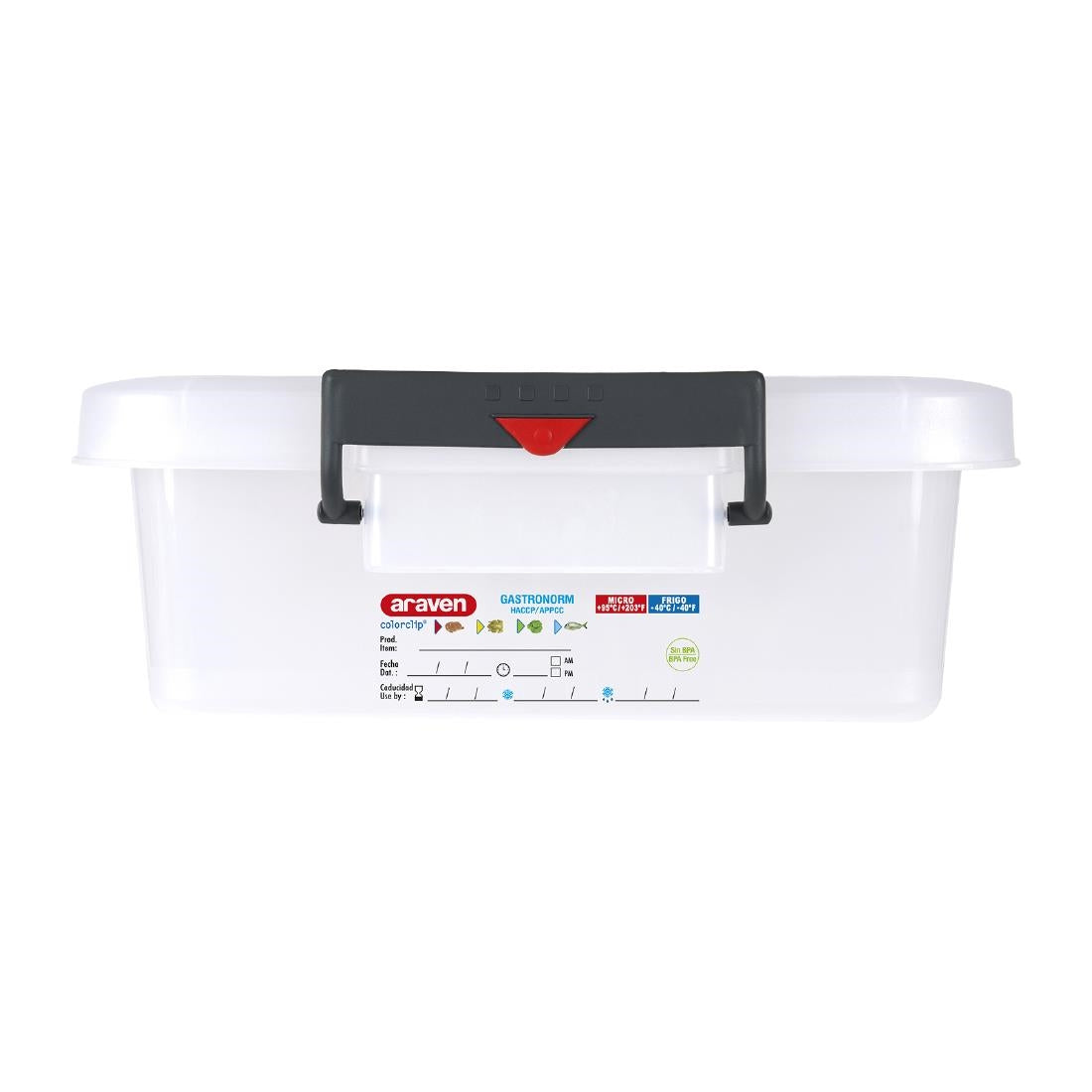 Conteneur alimentaire en polypropylène avec clips de couleur Araven 30L — J243