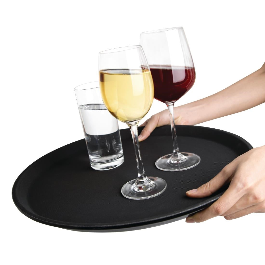 Plateau antidérapant en fibre de verre Olympia Kristallon rond noir 406mm — J847