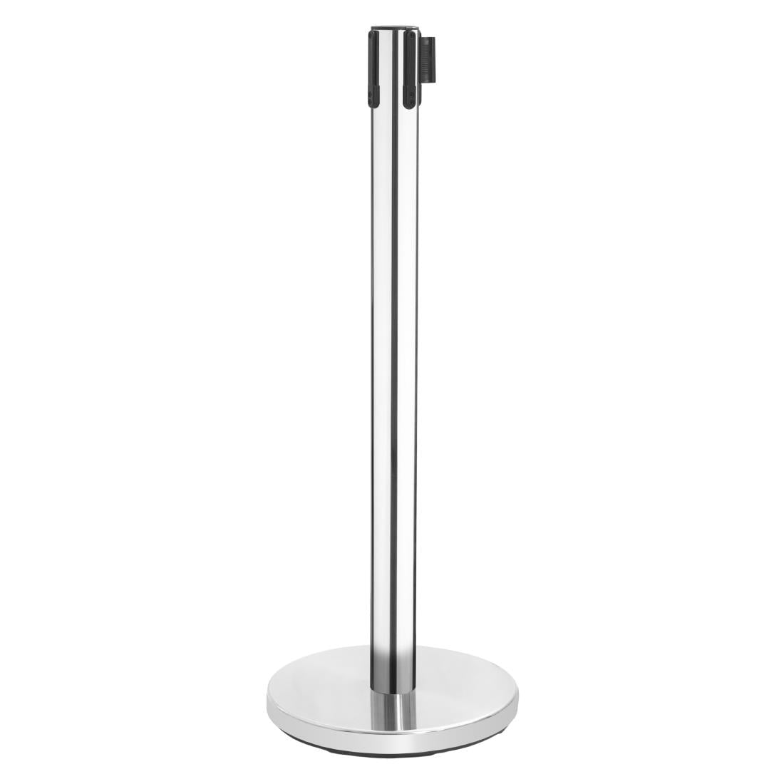 Barrière rétractable en inox poli Bolero sangle noire 3 m (lot de 2) — JA341