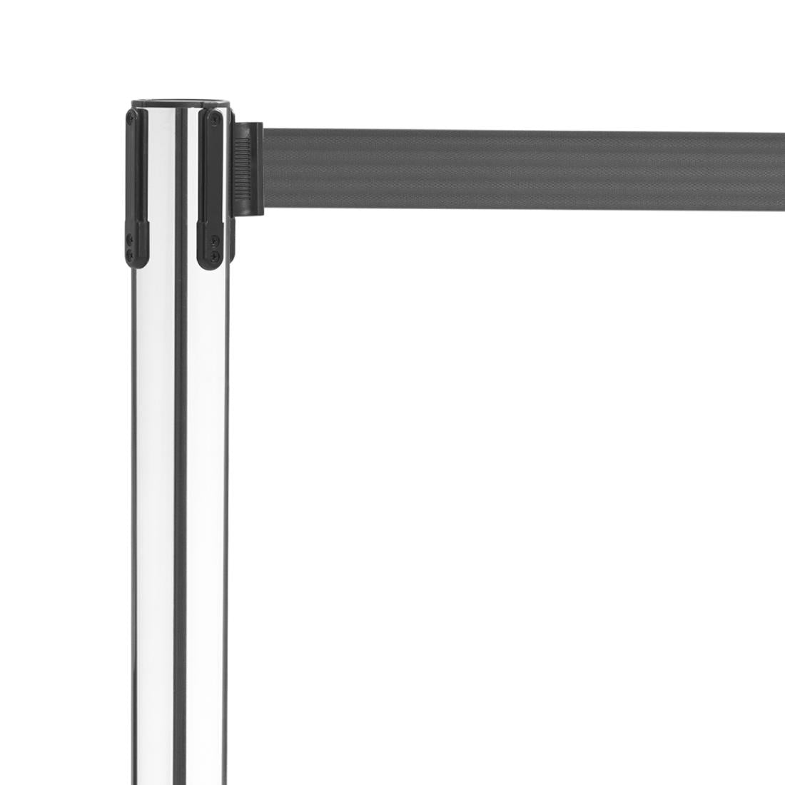 Barrière rétractable en inox poli Bolero sangle noire 3 m (lot de 2) — JA341
