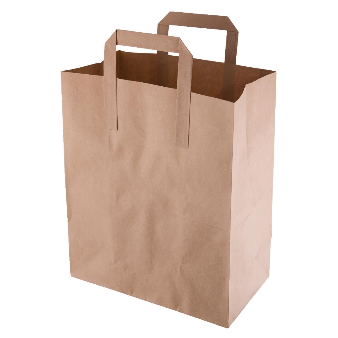 Sacs moyens en papier marron à poignées plates Fiesta Recyclables (lot de 250) — JA528