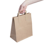 Grands sacs en papier marron à poignées plates Fiesta Recyclables (lot de 250) — JA529