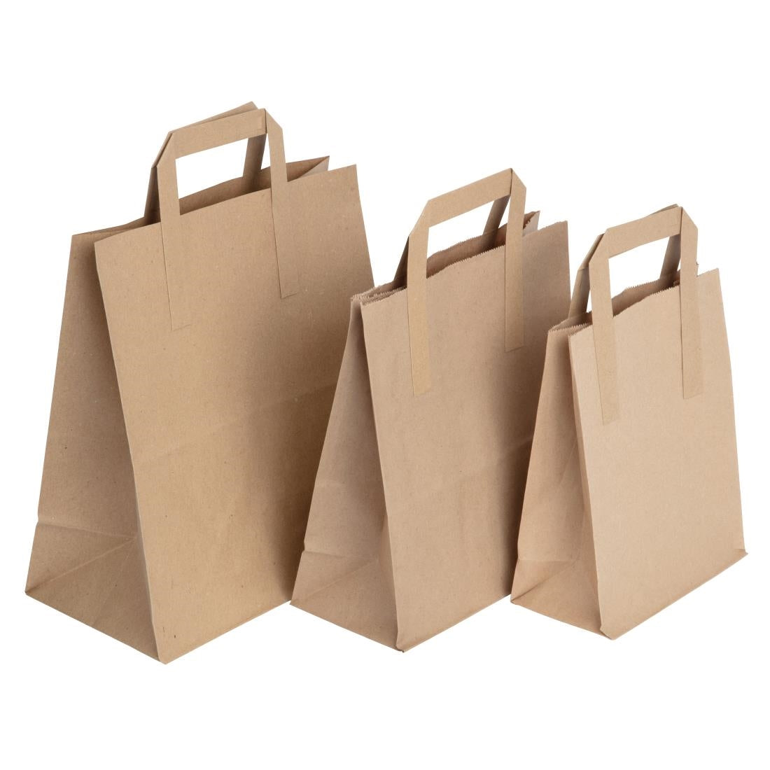Grands sacs en papier marron à poignées plates Fiesta Recyclables (lot de 250) — JA529