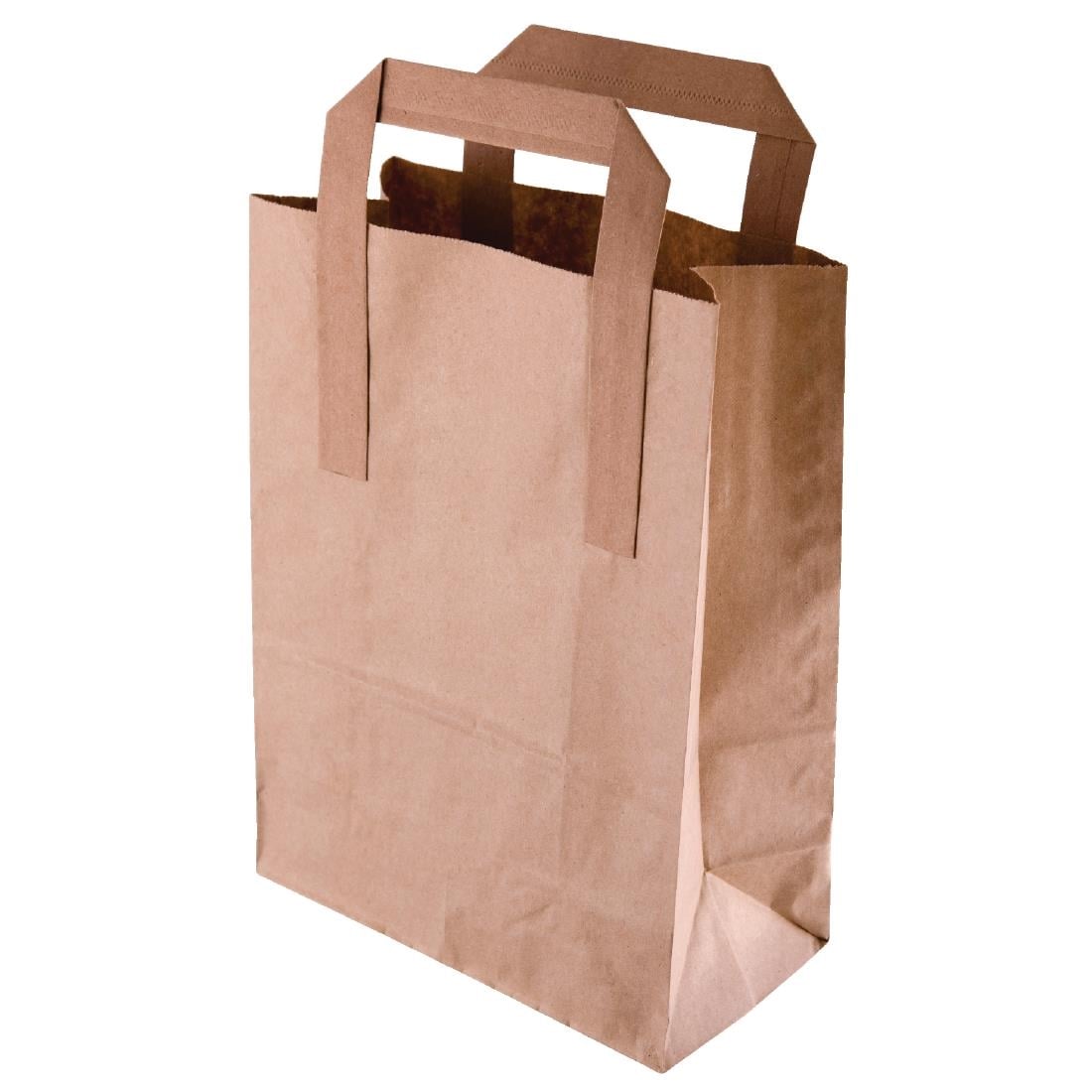 Grands sacs en papier marron à poignées plates Fiesta Recyclables (lot de 250) — JA529
