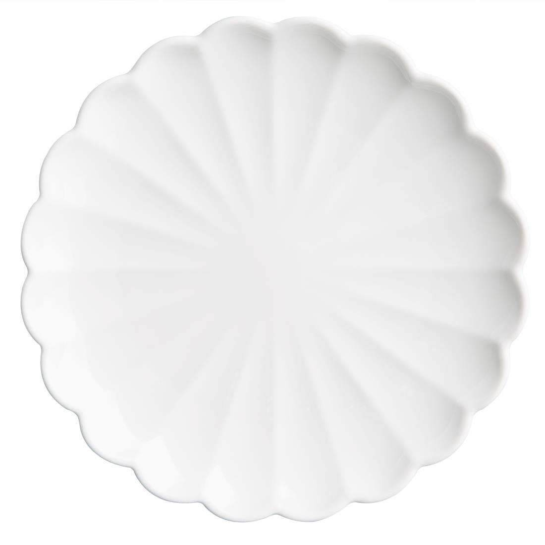 Assiettes festonnées Olympia Bloom blanches 175 mm (lot de 6) — JB393