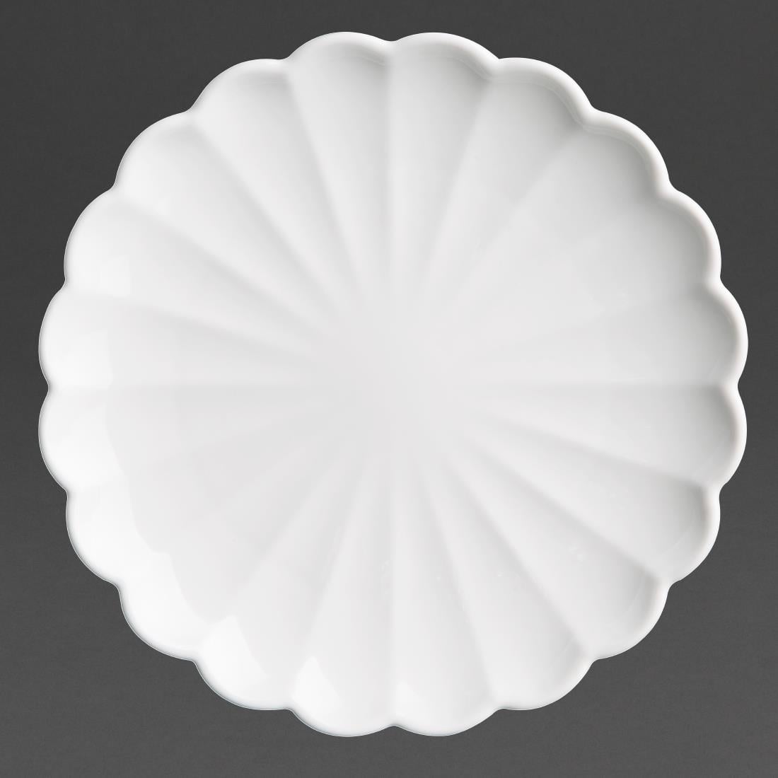 Assiettes festonnées Olympia Bloom blanches 175 mm (lot de 6) — JB393