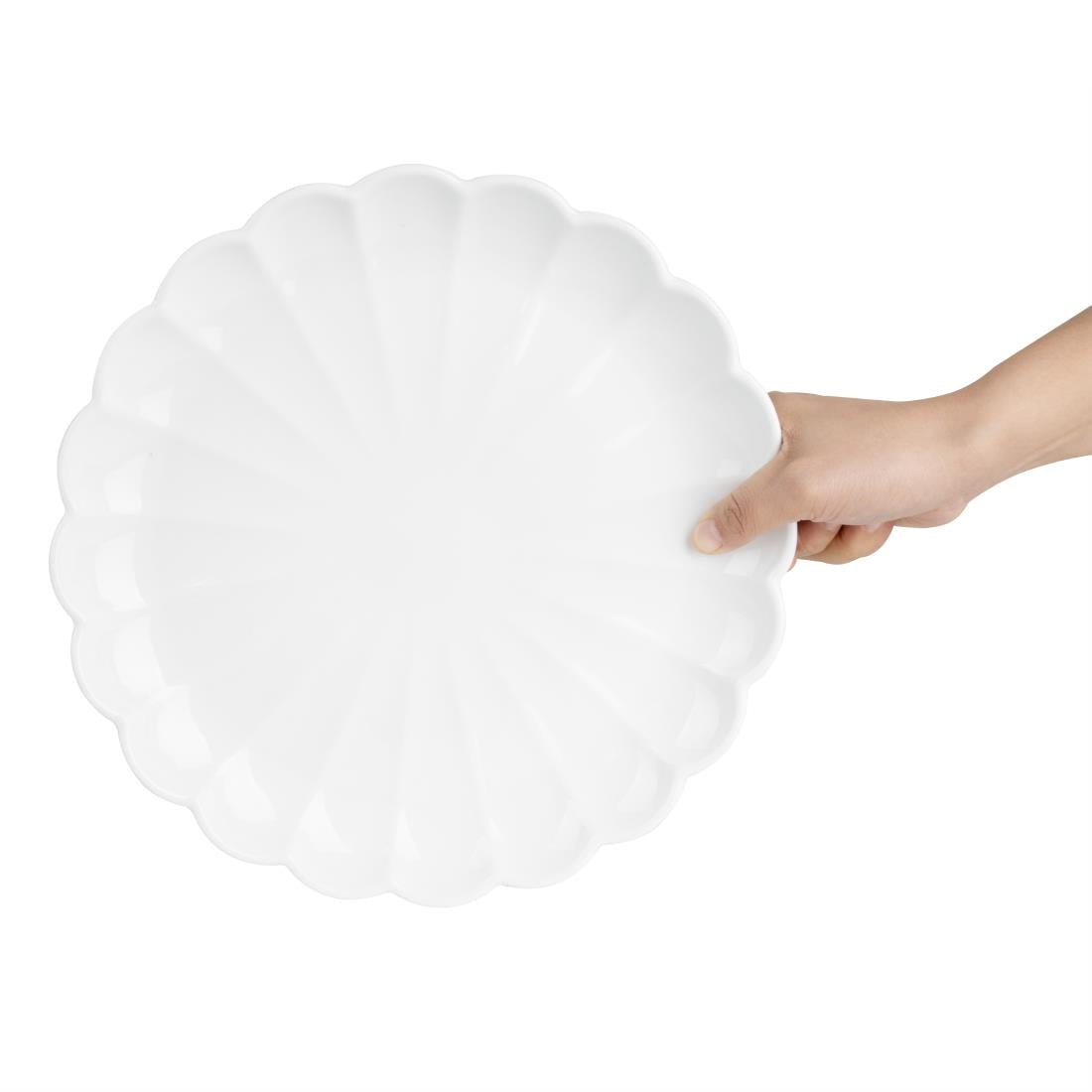 Assiettes festonnées Olympia Bloom blanches 276 mm (lot de 4) — JB395