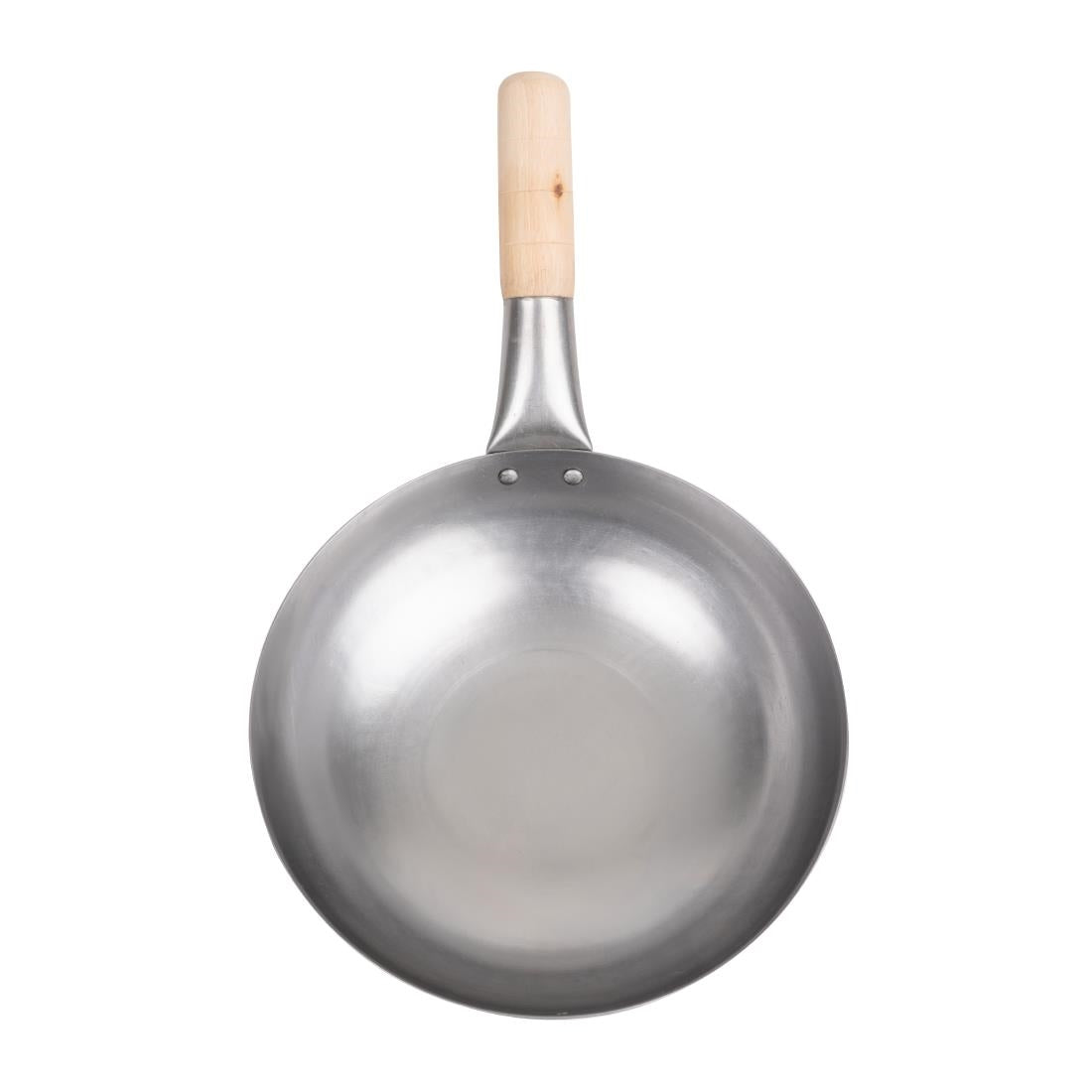 Wok fond plat en acier doux Vogue 254mm — K295