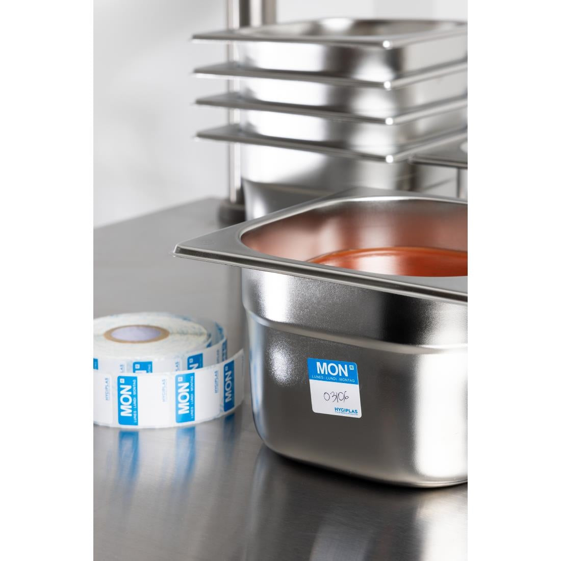 Etiquettes alimentaires code couleur bleu Hygiplas lundi 24mm (lot de 1000) — L931
