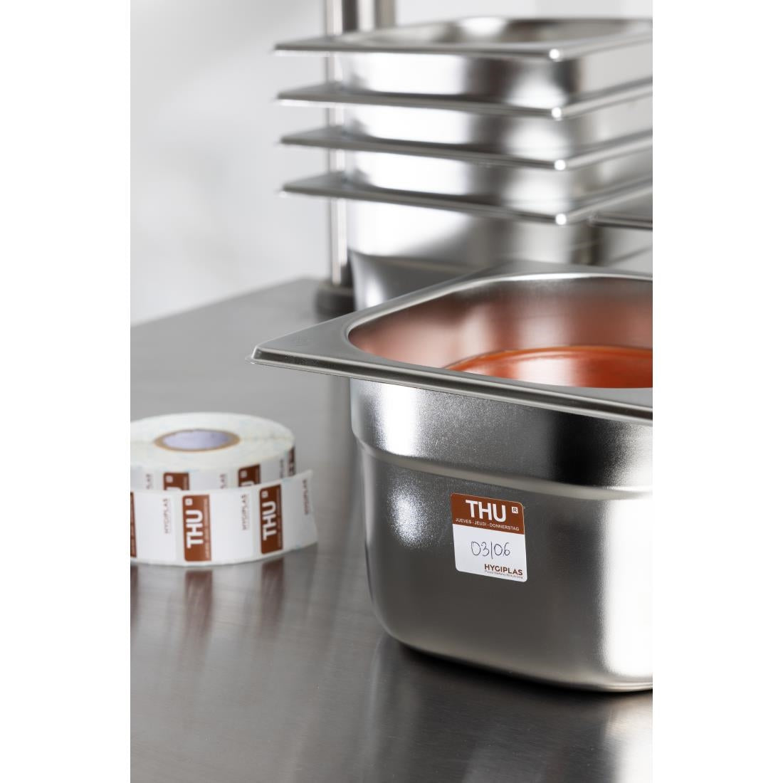 Etiquettes alimentaires code couleur marron Hygiplas jeudi 24mm (lot de 1000) — L934