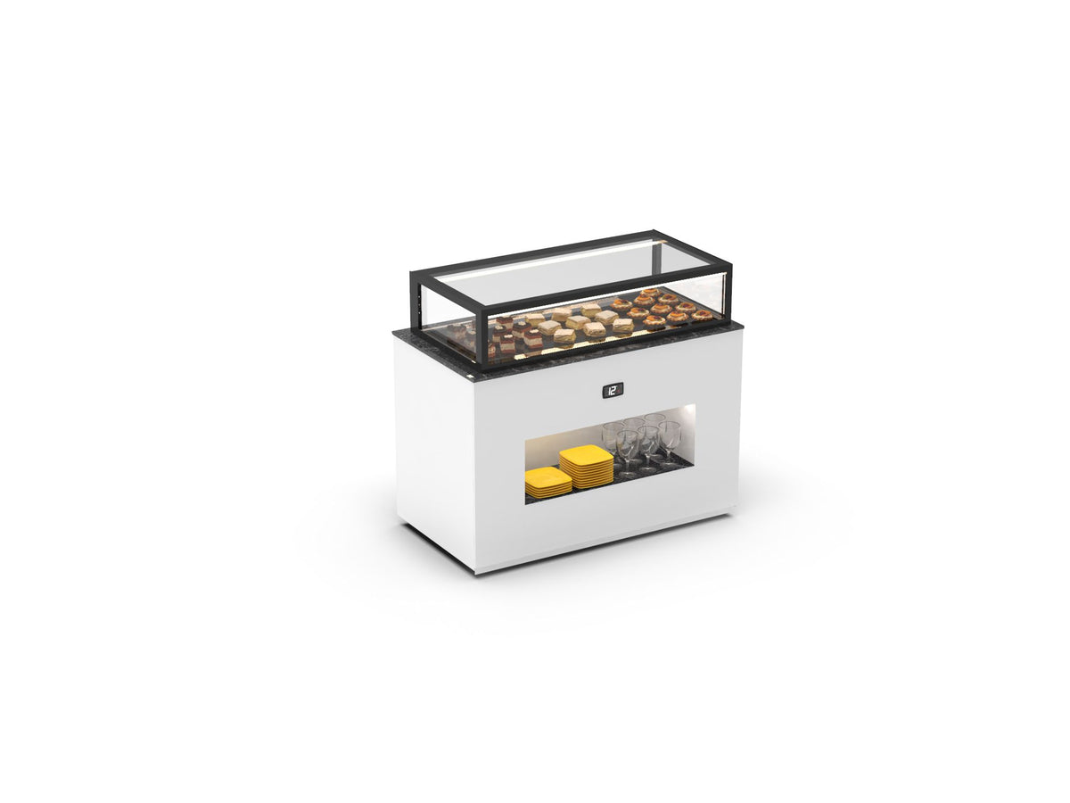 Buffet Neutre Sayl Integra – Vitrine Basse – Accès Avant et Arrière – 1300x700x1150 mm