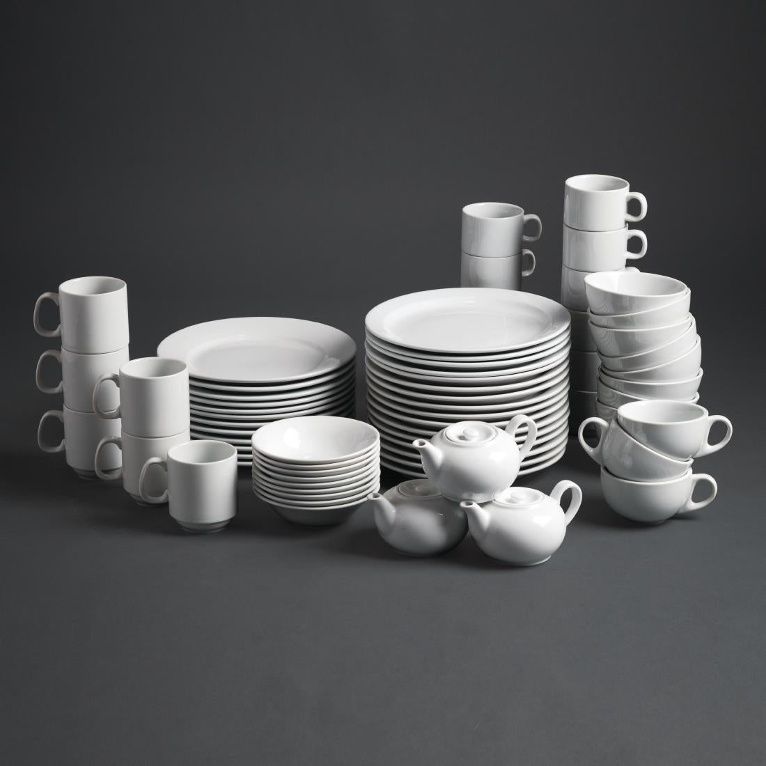 Tasse à thé empilable blanche whiteware Olympia 200ml (lot de 12) — CB467