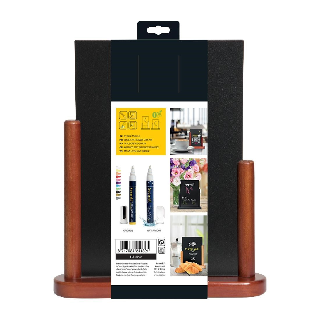 Ardoise de table Securit finition acajou 320 x 270mm — P487