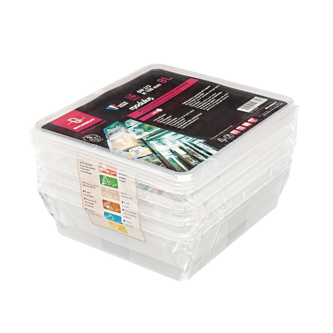 Boîte de stockage GN2/3 Matfer Bourgeat Modulus utilisation intensive 8L (lot de 4) — P901