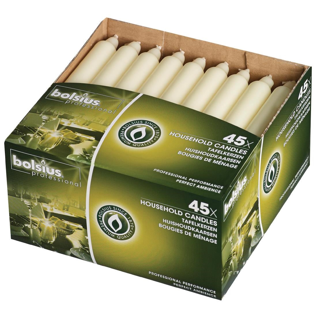 Bougies bistro Bolsius 177mm ivoire (lot de 45) — P999