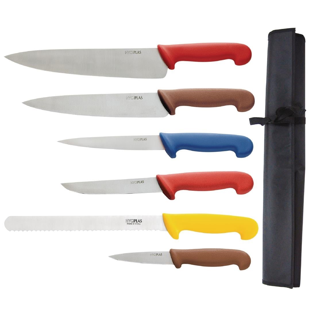 Offre spéciale : Ensemble Hygiplas de planches à découper en polyéthylène basse densité et couteaux (lot de 6 planches et 6 couteaux) — S122
