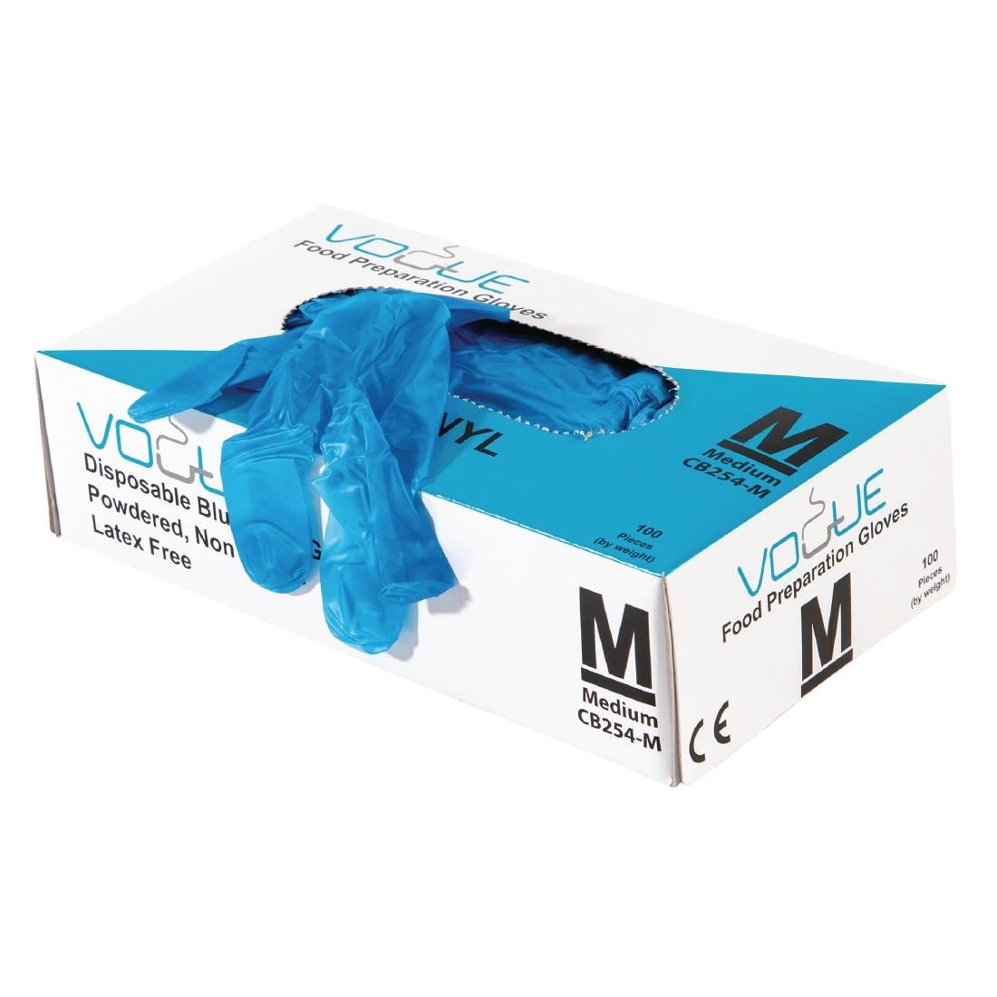 Gants bleus en vinyle, taille M (lot de 500 gants) — S619-M