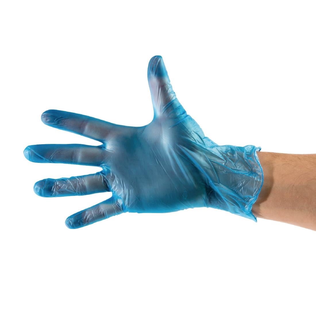 Gants bleus en vinyle, taille M (lot de 500 gants) — S619-M